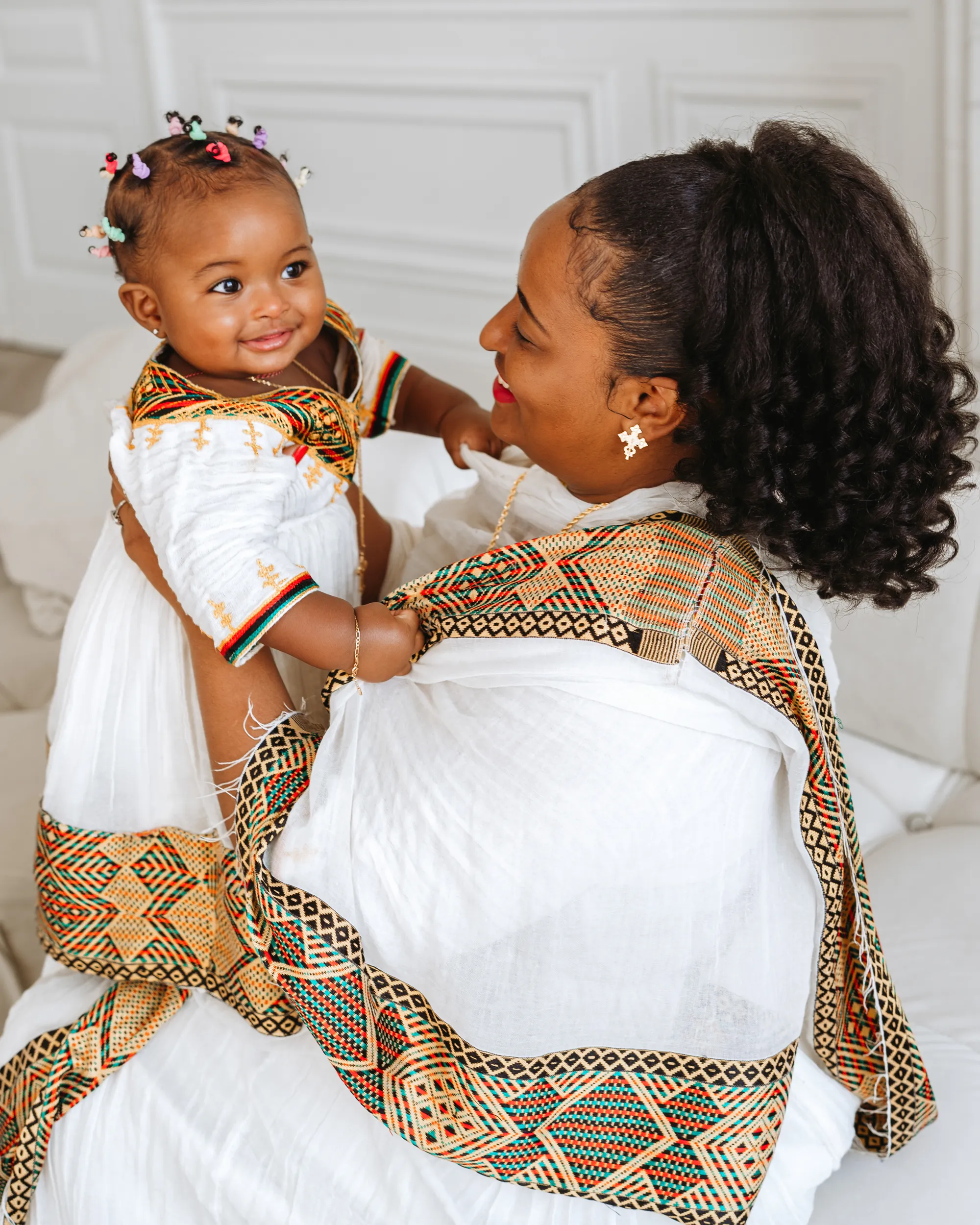 Heritage family portrait with mother and child